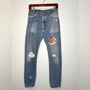 Re/Done x Levi’s Hawaiian Collection Patchwork Relaxed Straight Jeans 25